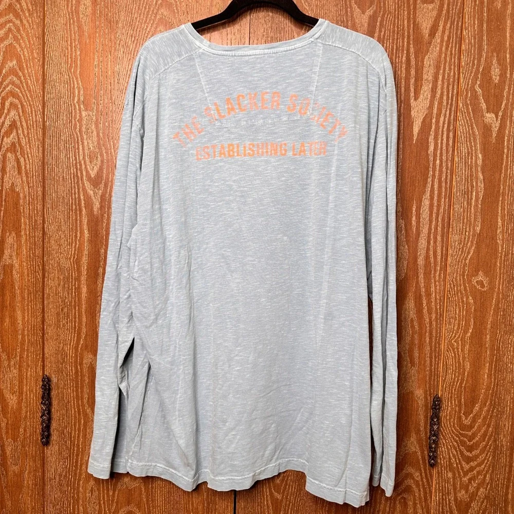 Tommy Bahama Relax XXL Blue Pima Cotton Slacker Society Long Sleeve Summer Shirt